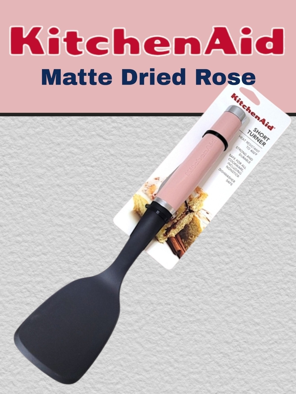 KitchenAid Matte Dried Rose Short Turner with Black Accent